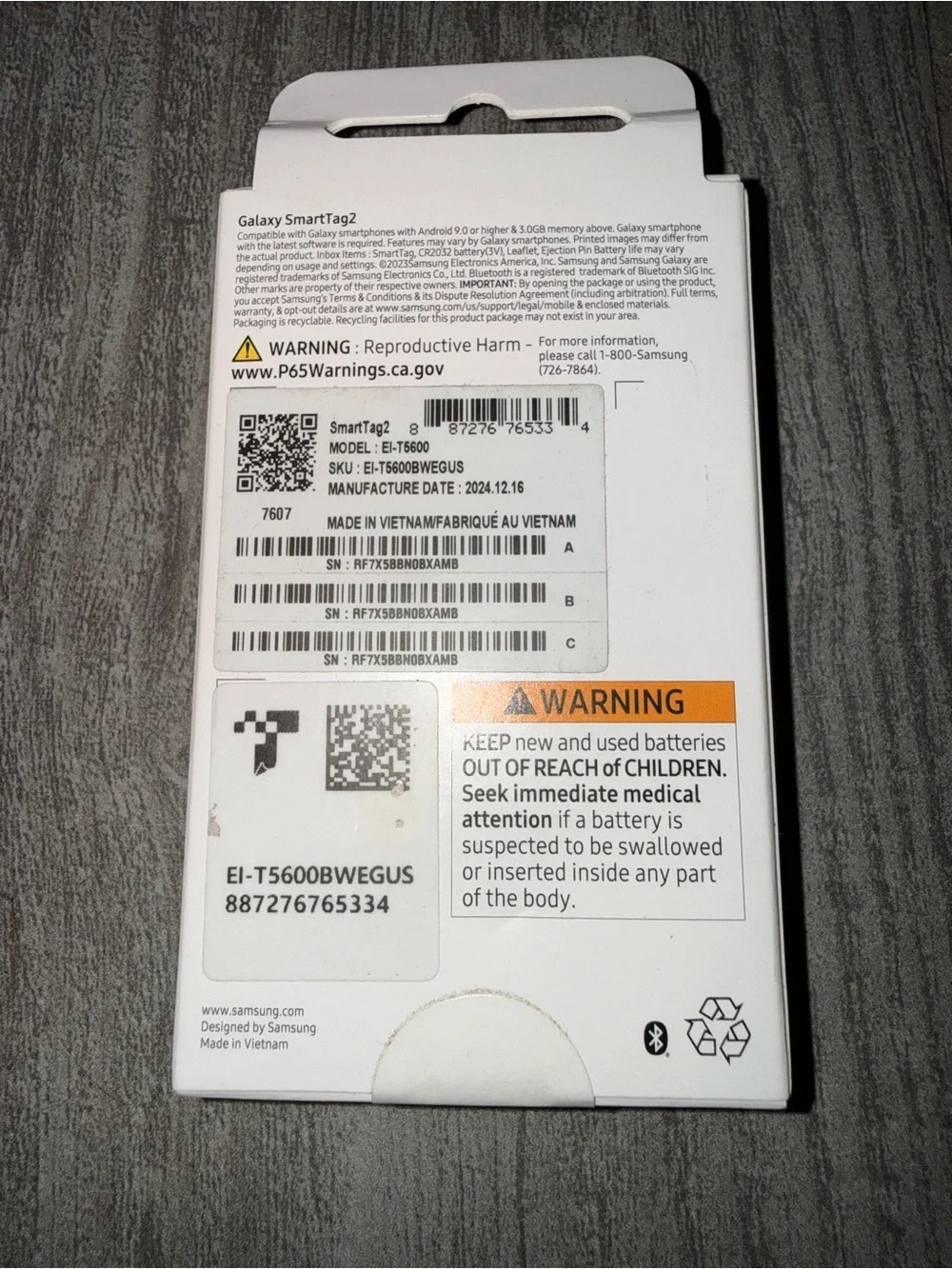 Samsung Galaxy SmartTag2 Bluetooth Tracker White New
